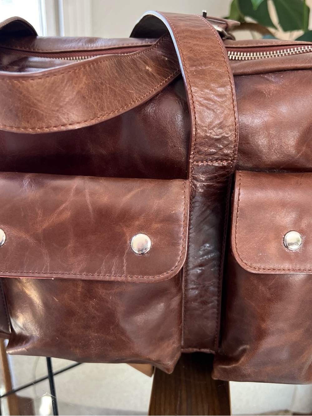 Men's Brown Leather Travel Duffel Bag Latico 11 x 13